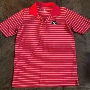 Red Striped Mens UGA Polo Shirt - Medium